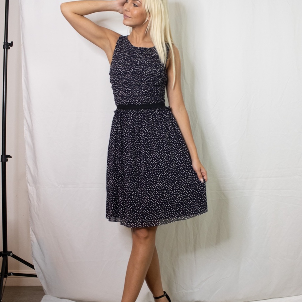 Anthropologie navy white polka dot dress - XS